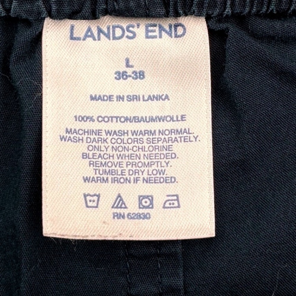 Lands End Pajama Set Mens L Navy Blue Cotton Short Sleeve Shorts Lounge Classic - Picture 4 of 12